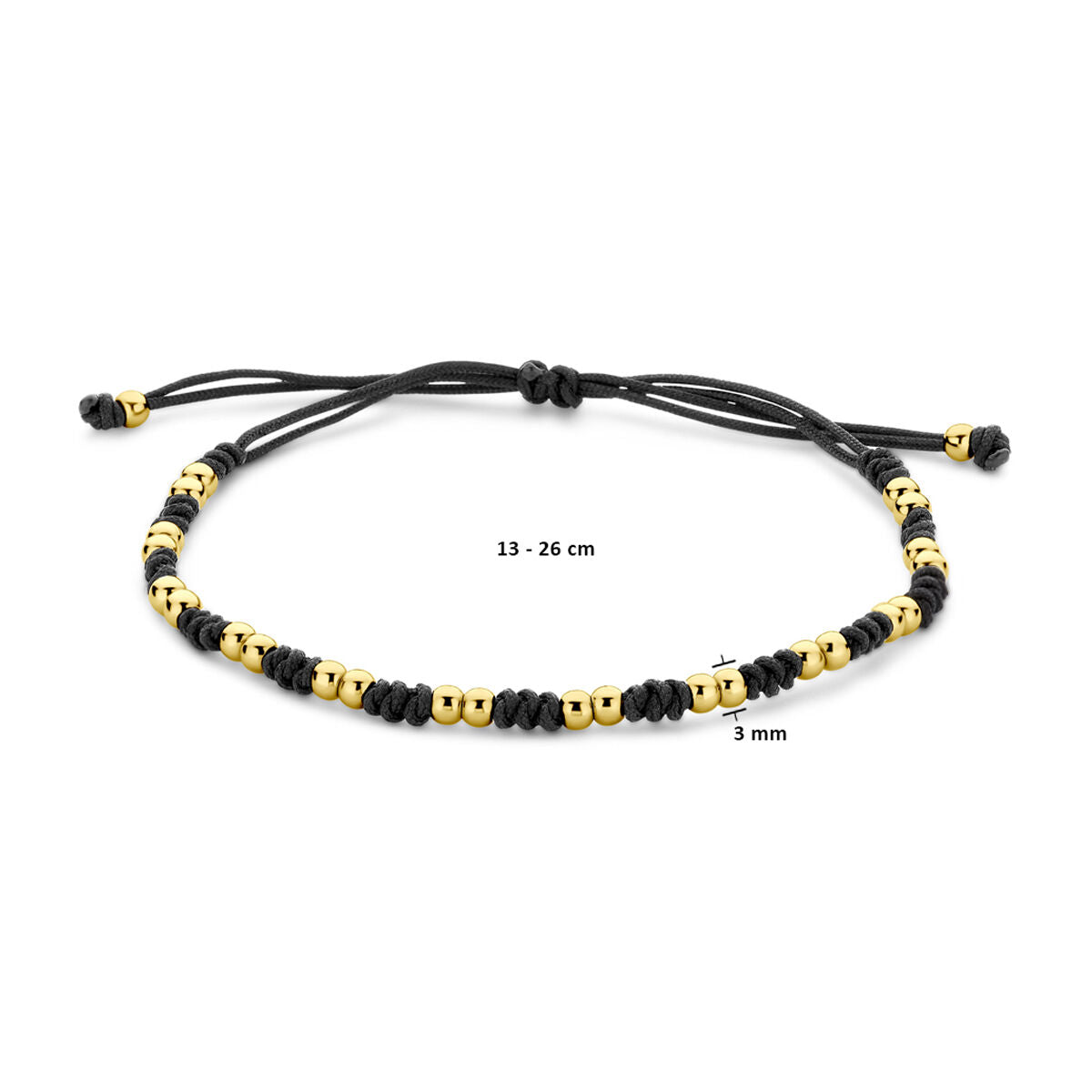 bracciale sferette 12 - 24 cm oro 14K con gomma/nylon/pelle