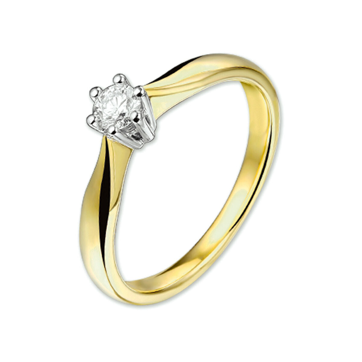 Anello in oro bicolore giallo e bianco con diamante da 0,20 ct.