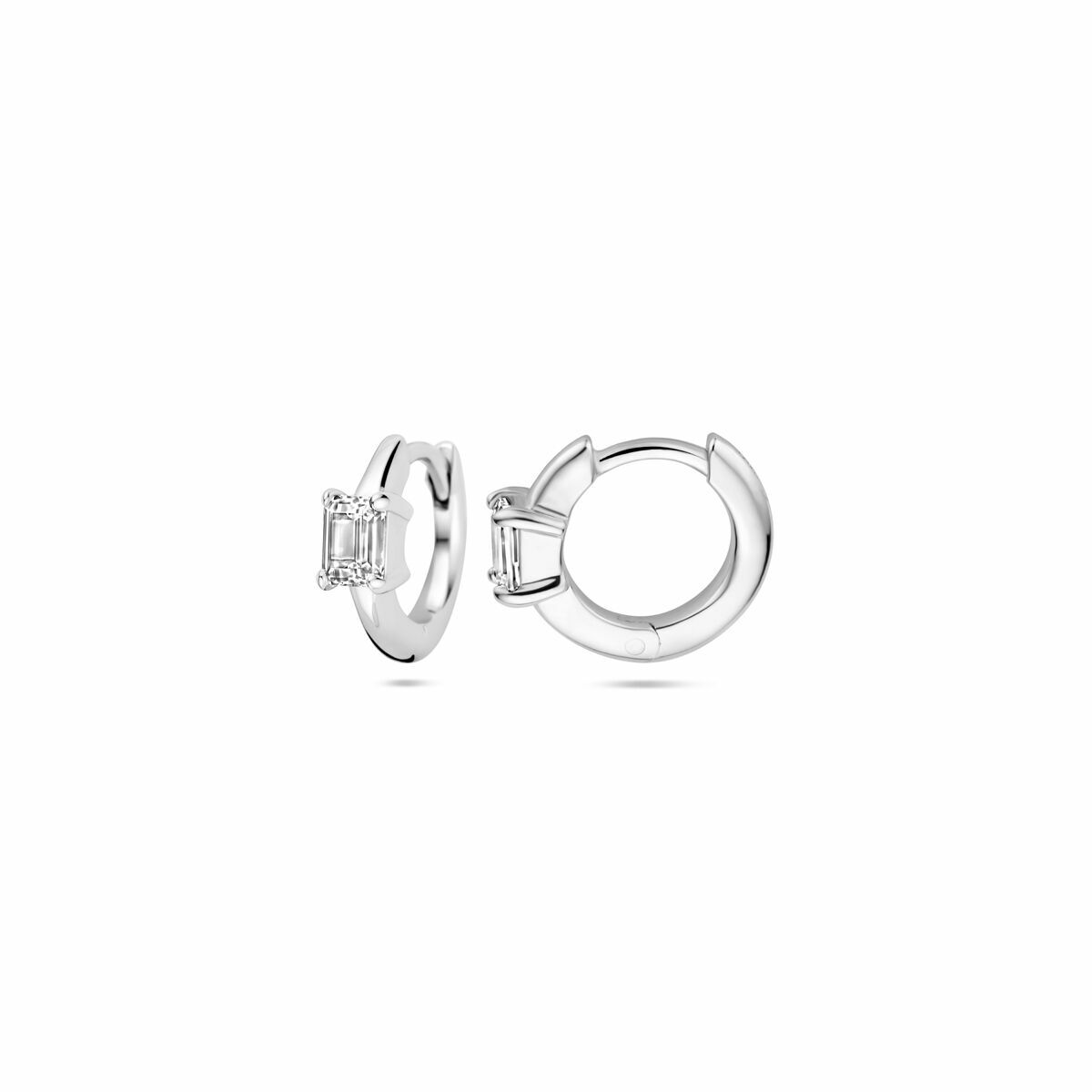 orecchini a scatto zirconia 10 mm argento rodiato