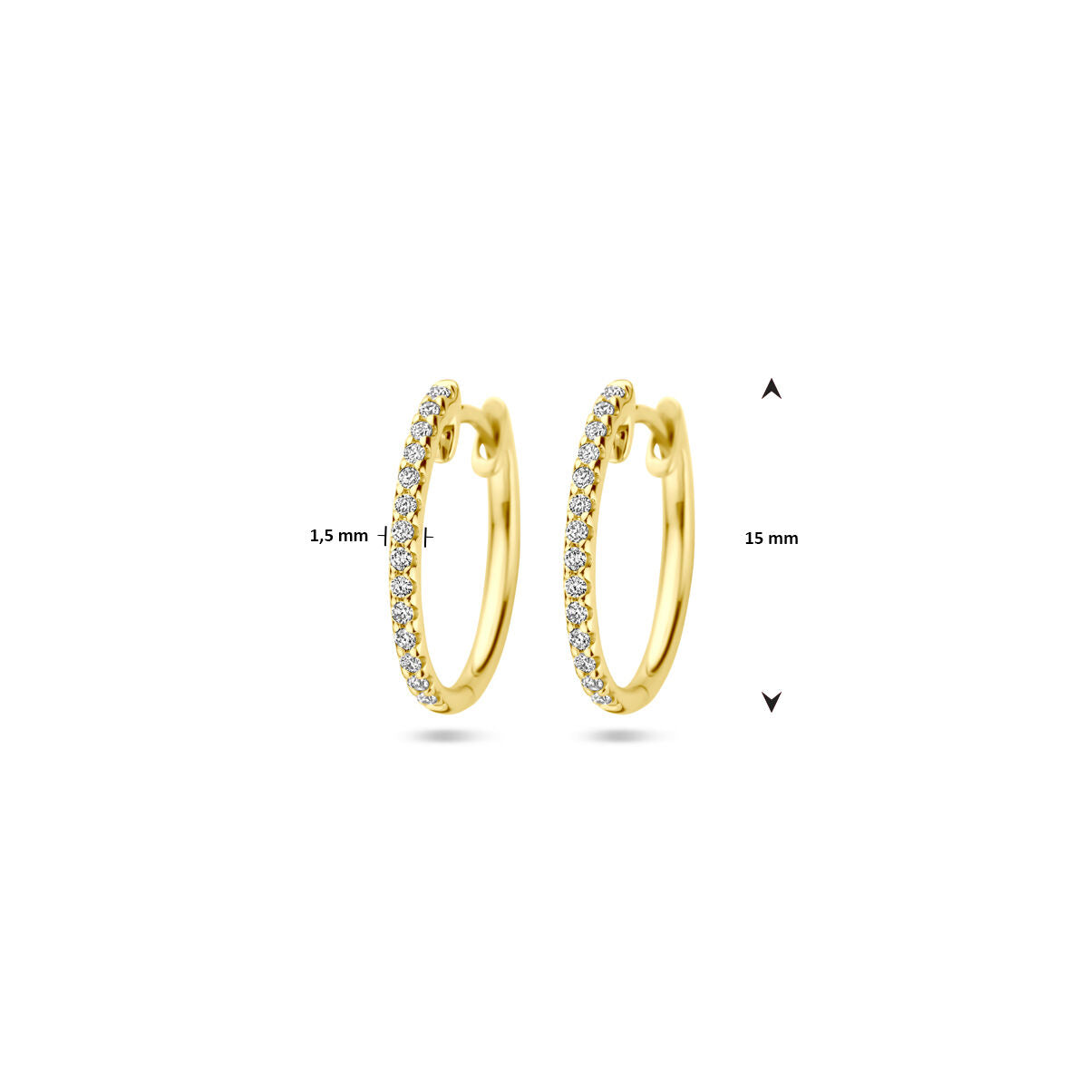 Orecchini a cerchio diamante h si 1,5 mm tubo oro giallo 14K