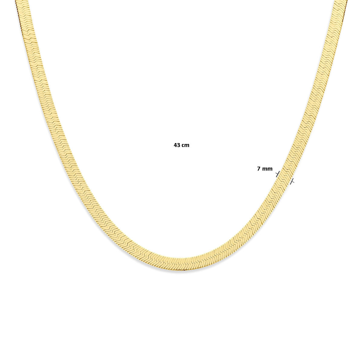 collana a serpente piatta 7 mm 43 cm 3 micron argento placcato (giallo)