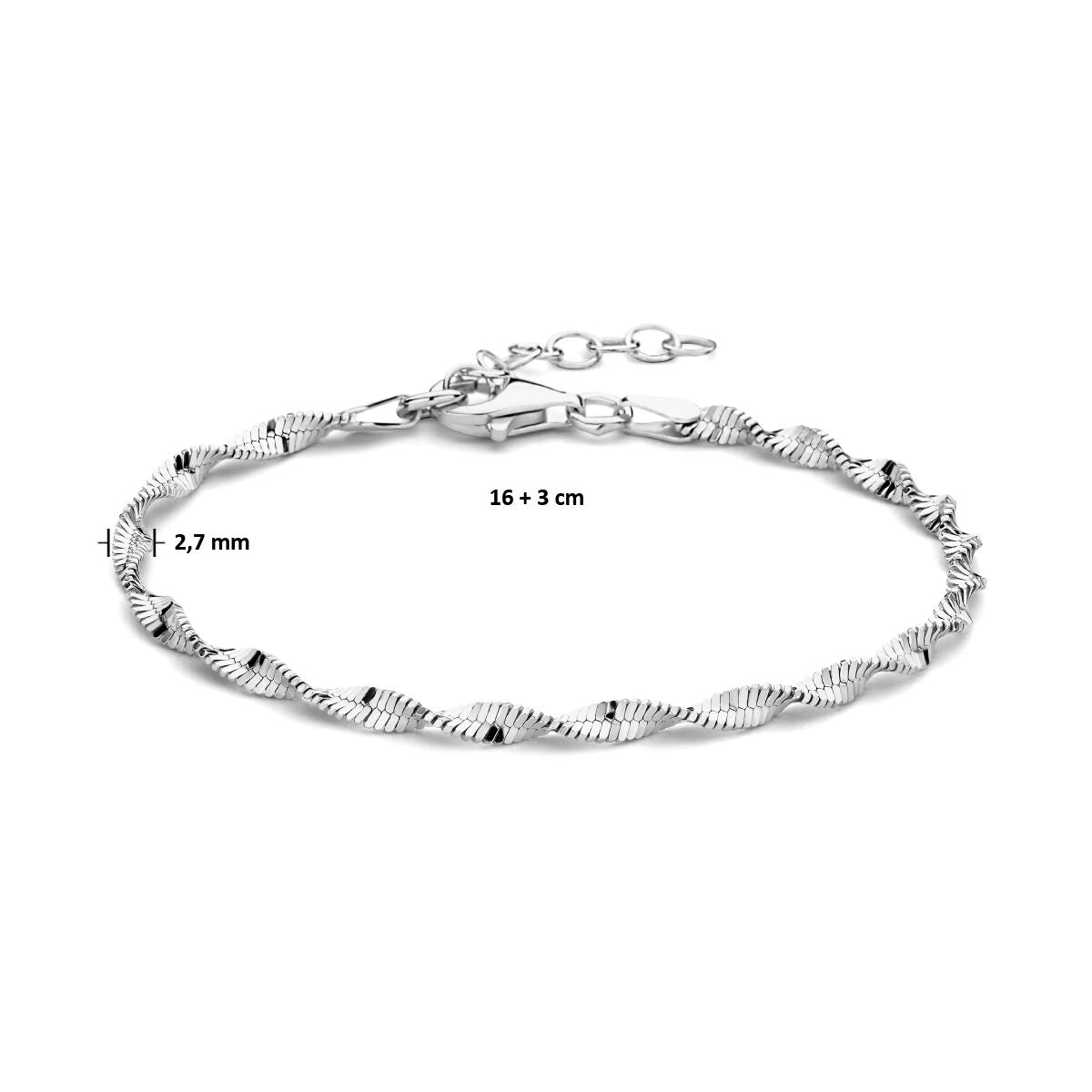 bracciale 2,7 mm 16 + 3 cm argento rodiato