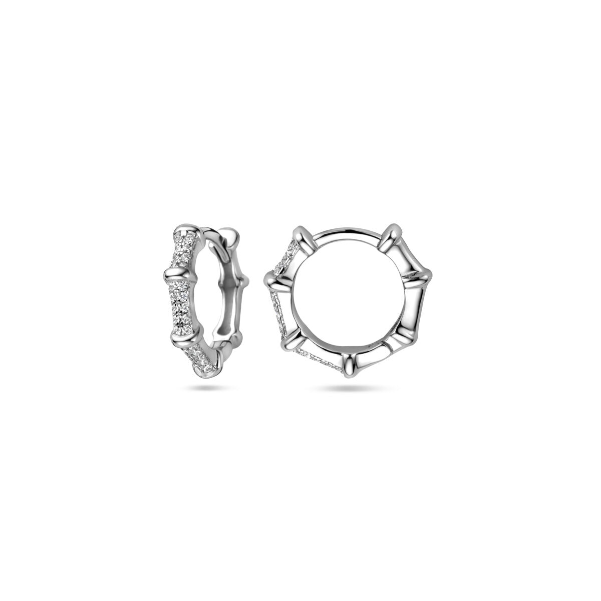 orecchini a cerchio zirconia 13 mm argento rodiato