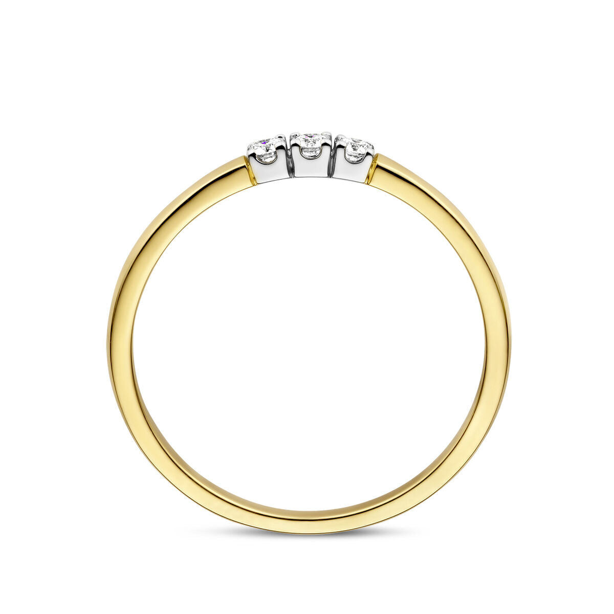 anello memoire trilogy diamante 0.09ct h si 14K oro bicolore giallo/bianco