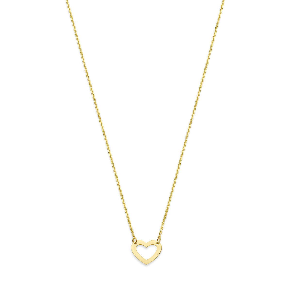 Collana in oro giallo 14K con pendente a forma di cuore.