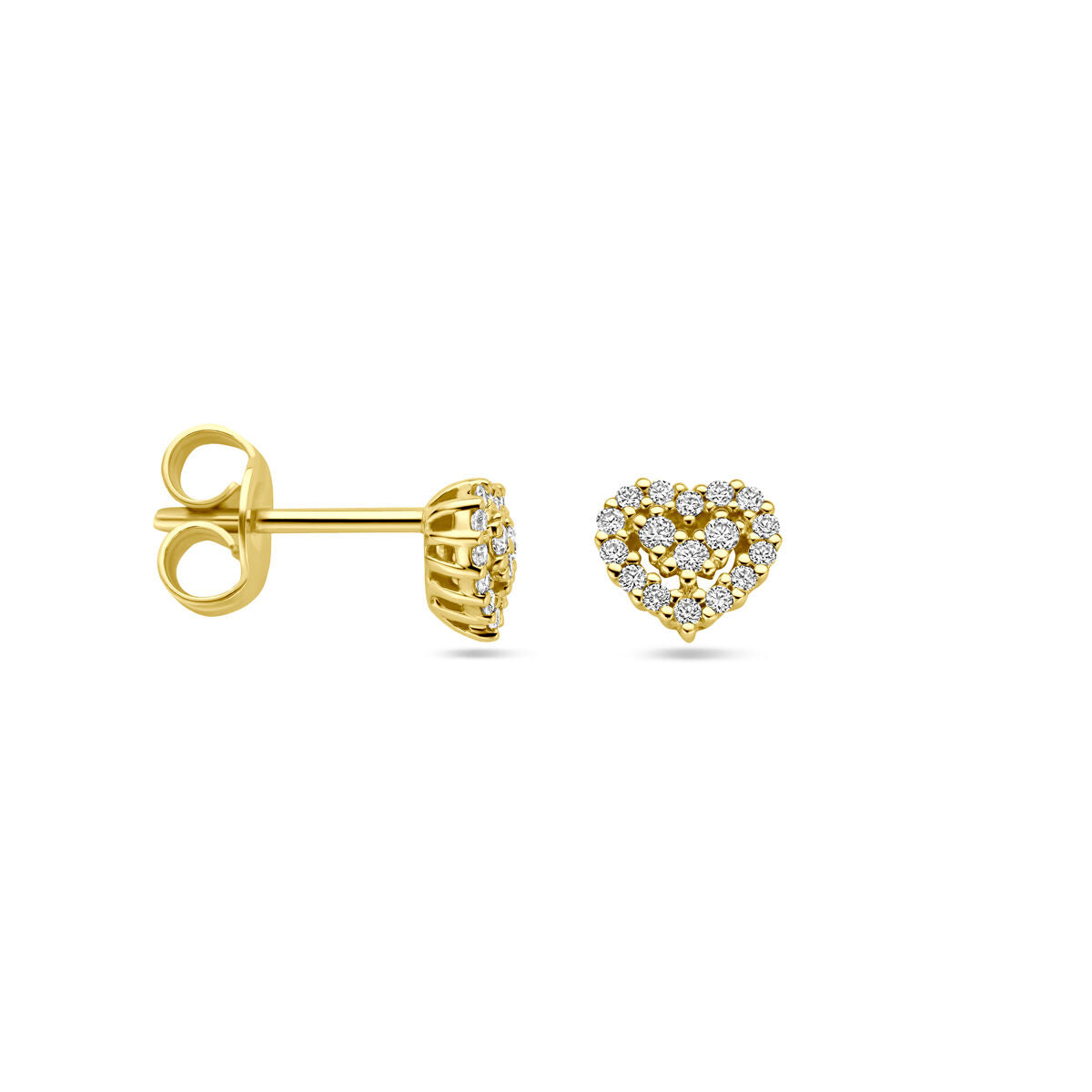 orecchini a bottone cuoricino diamante 0,16ct (2x 0,08ct) h si 14K oro giallo