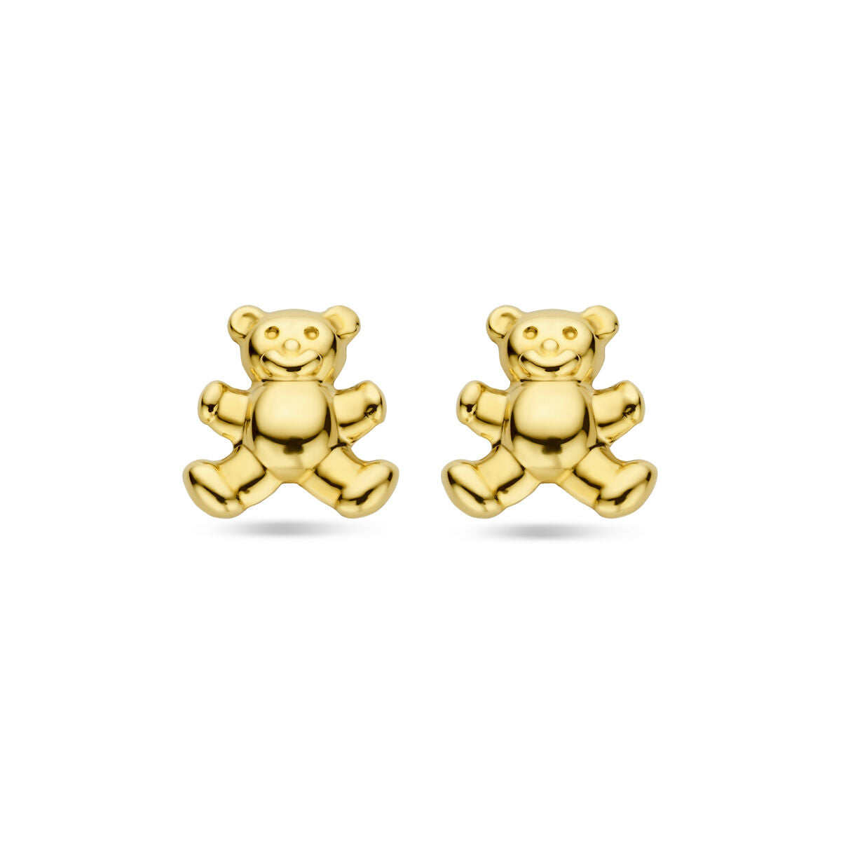 Orecchini a forma di orsetto in oro giallo 14K, diametro 6,0 mm.