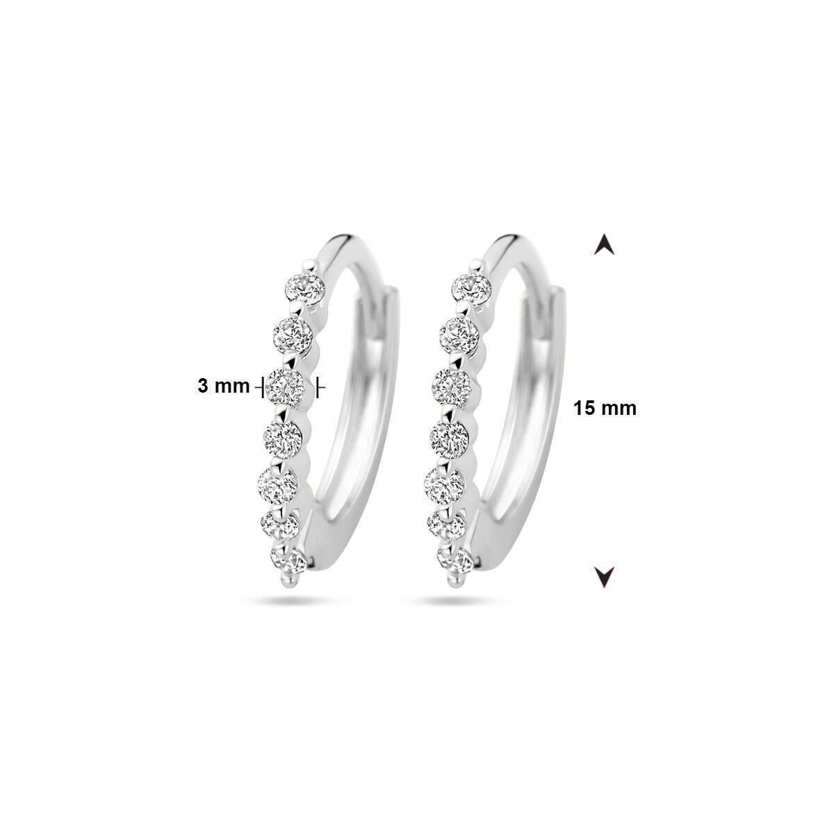 Orecchini a cerchio con chiusura a scatto zircone argento rodiato