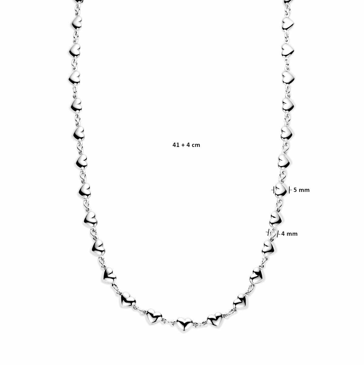 collana cuoricini 41 + 4 cm argento rodiato