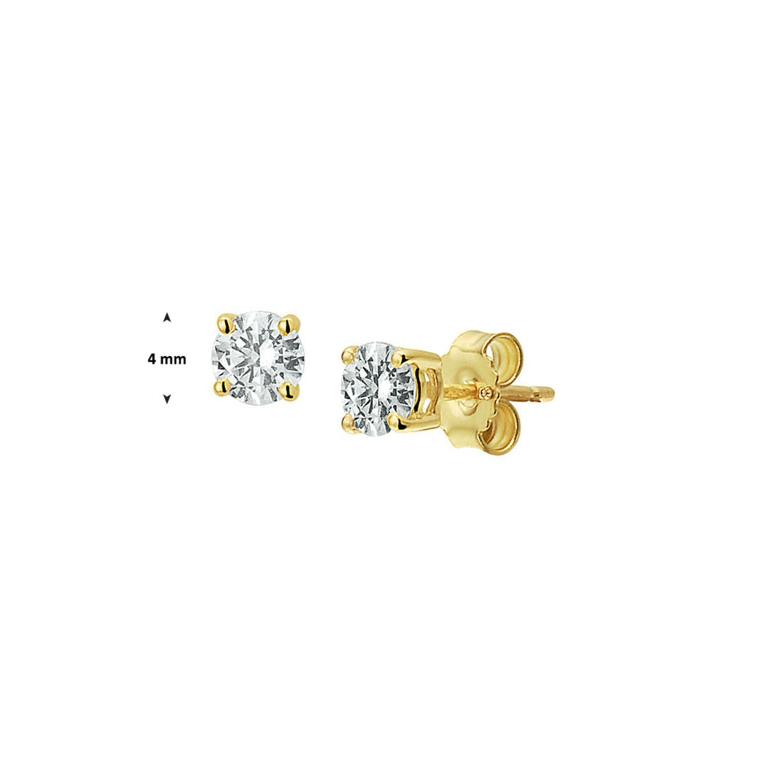 Orecchini a bottone zirconia 14K oro giallo