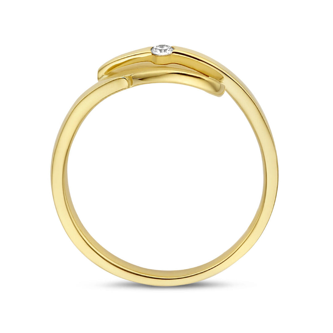 ring hart gescratcht diamant 0.04ct h si 14K geelgoud