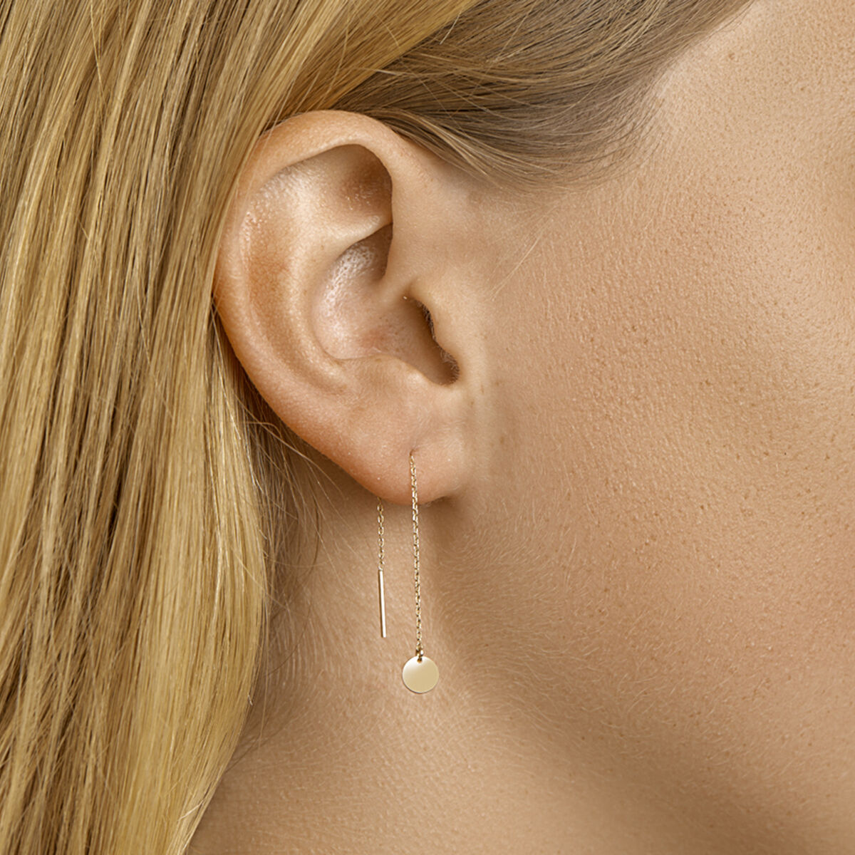 orecchini a filo con tondini 14K oro giallo