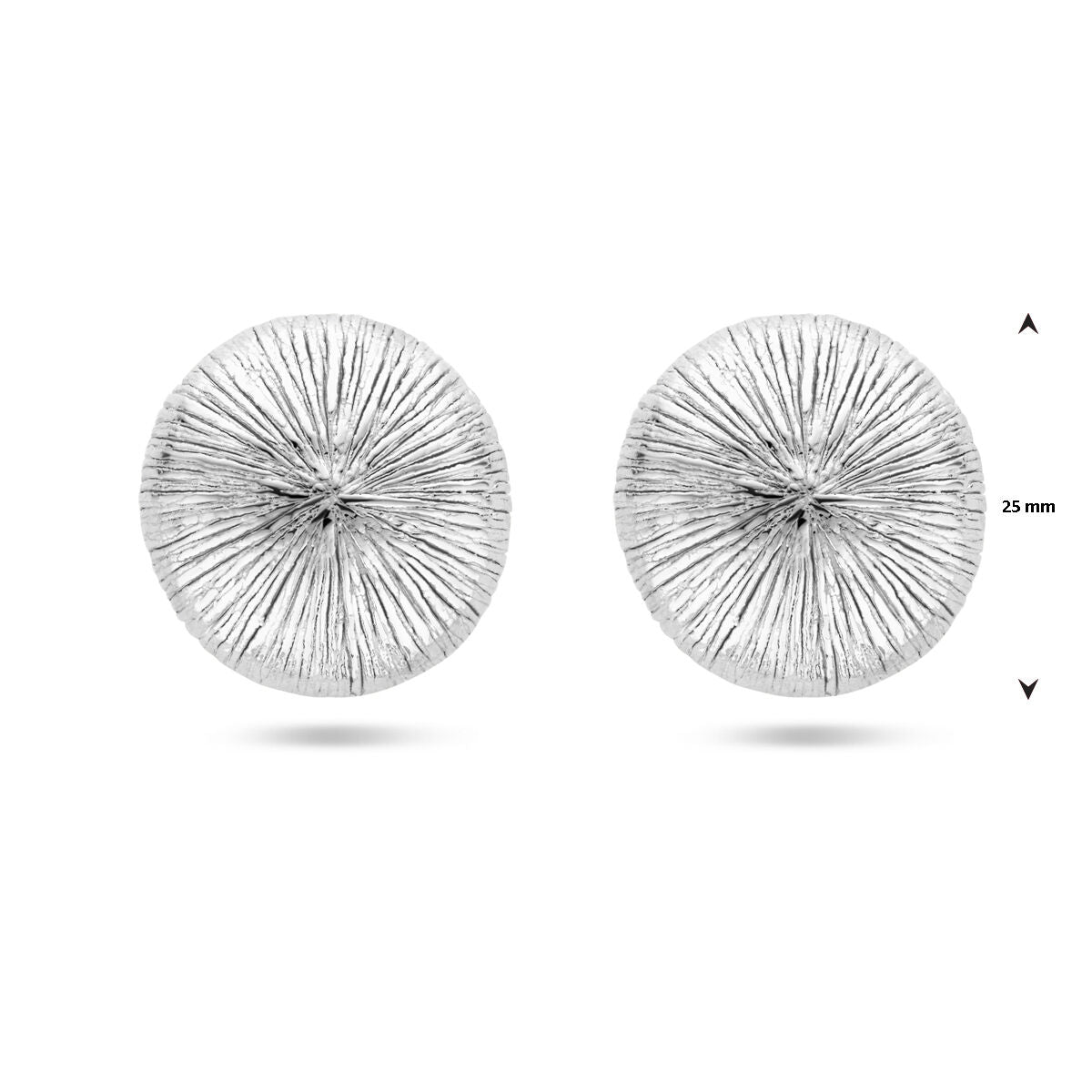 orecchini a bottone 25 mm argento rodiato