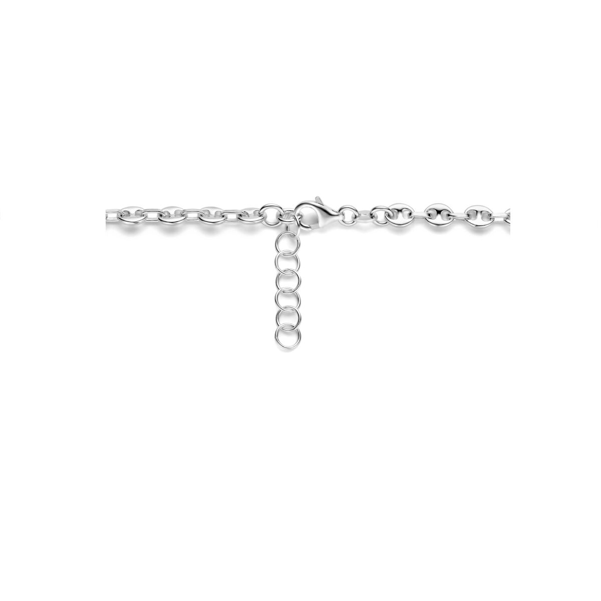 Collana chicco di caffè 3,7 mm 42 + 3 cm argento rodiato