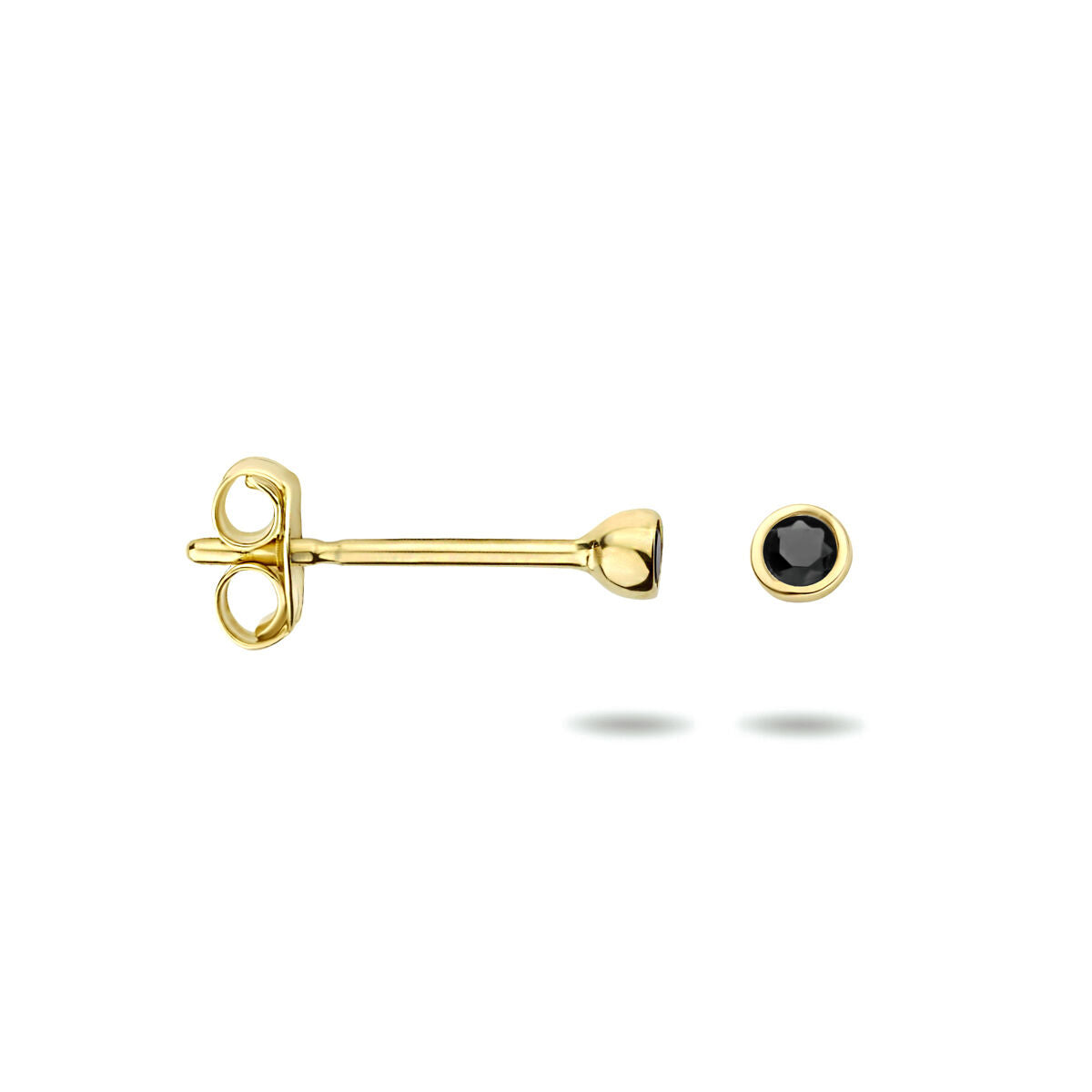 orecchini a bottone zirconia nera oro giallo 14K