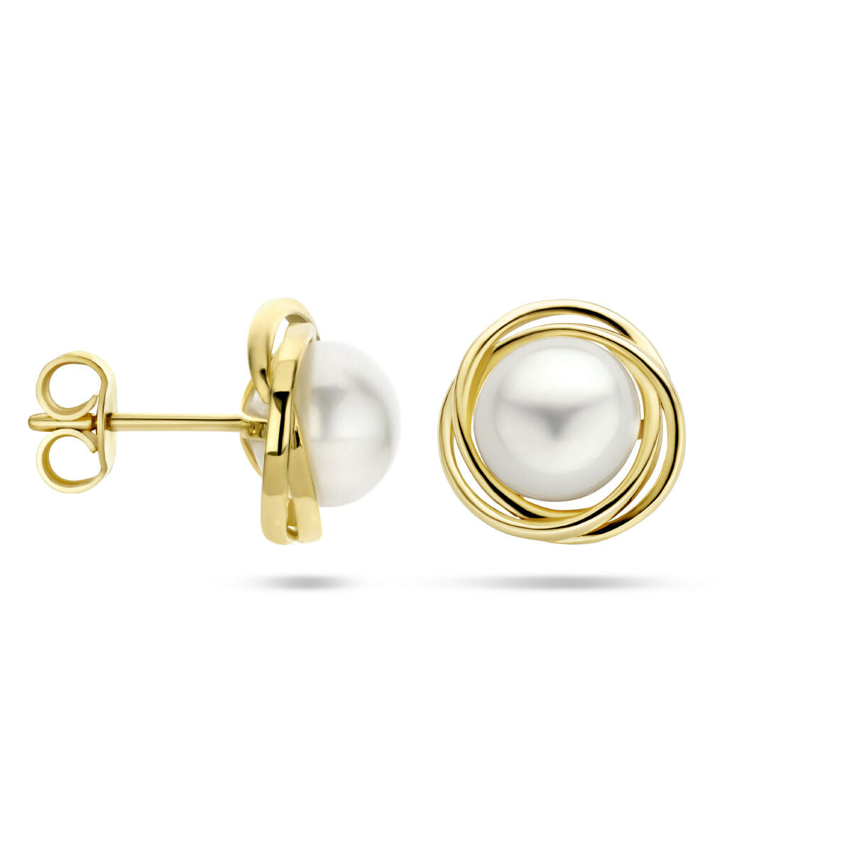 Orecchini a bottone perla oro giallo 14K