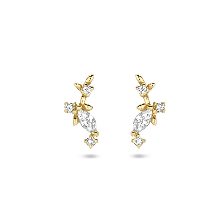 oorknoppen zirkonia 14K geelgoud