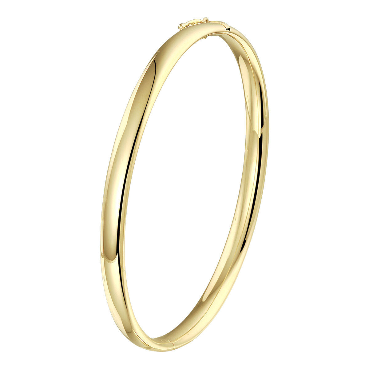 Bracciale rigido ovale in oro giallo 14K, tubo di 5,0 mm di spessore.