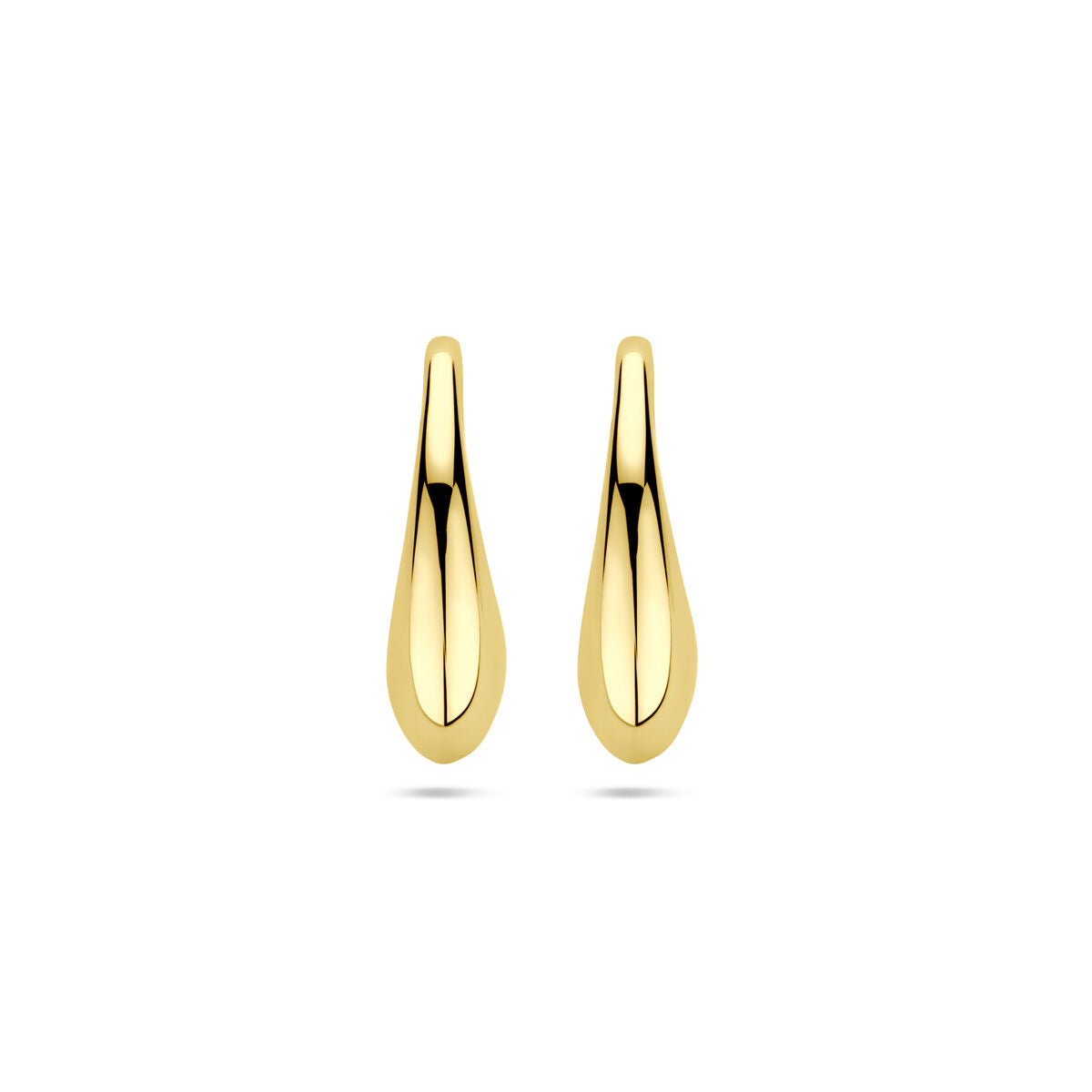 Druppelvormige oorbellen met Franse haak van 14K geelgoud, 16,5 mm lang.
