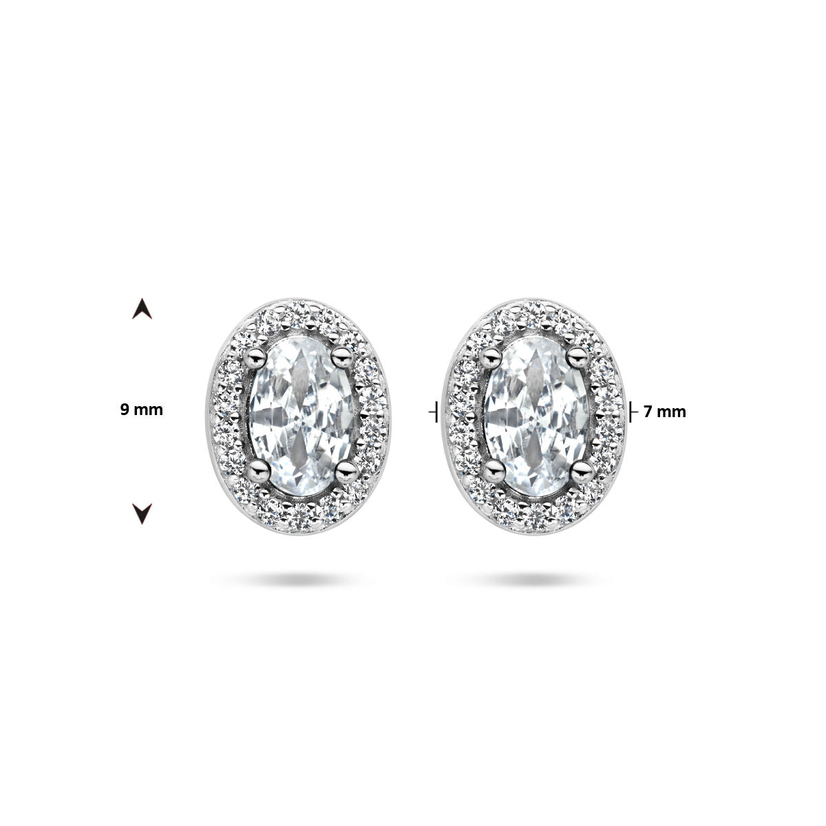 orecchini a bottone zircone halo argento rodiato