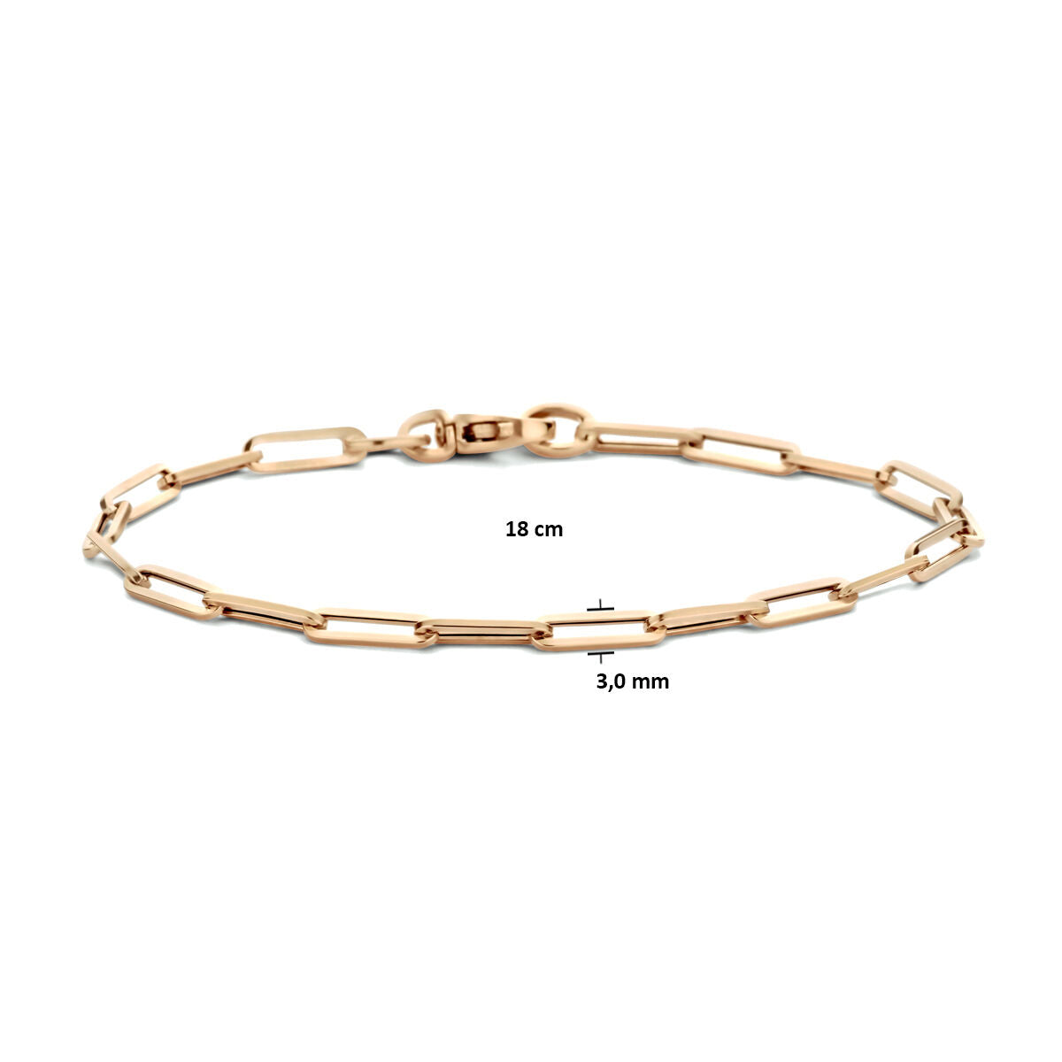 Bracciale in oro da donna paperclip a tubo quadrato 14K oro rosa