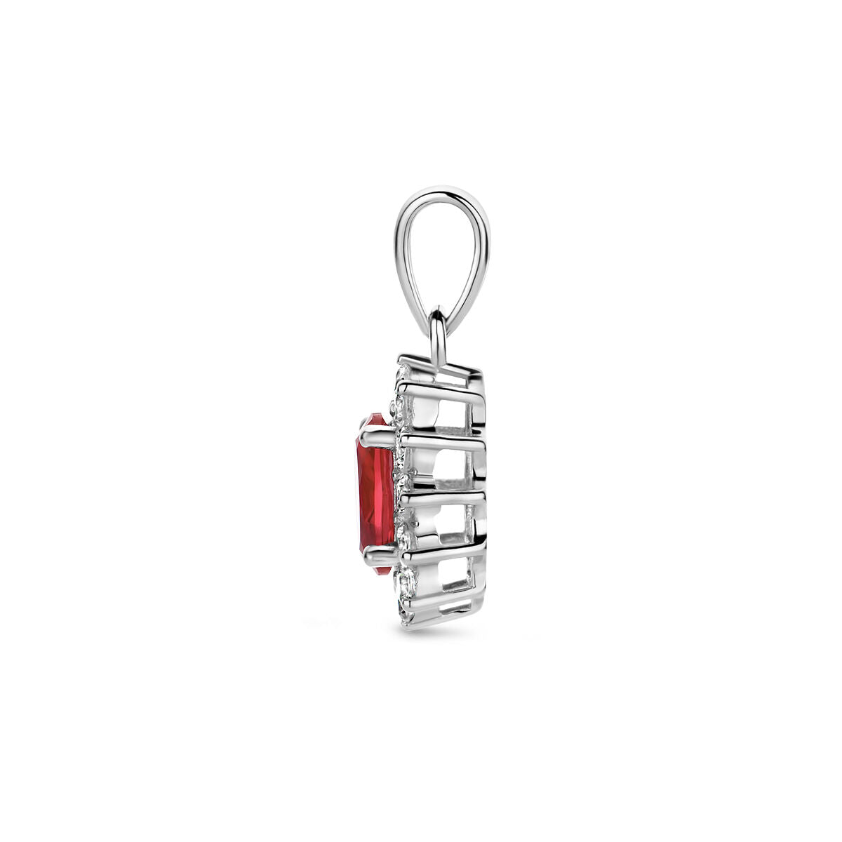 ciondolo color corindone e zirconia bianca halo argento rodiato
