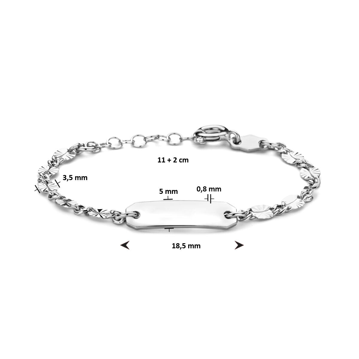 bracciale da incidere piastra 5,0 mm 11 + 2 cm argento rodiato