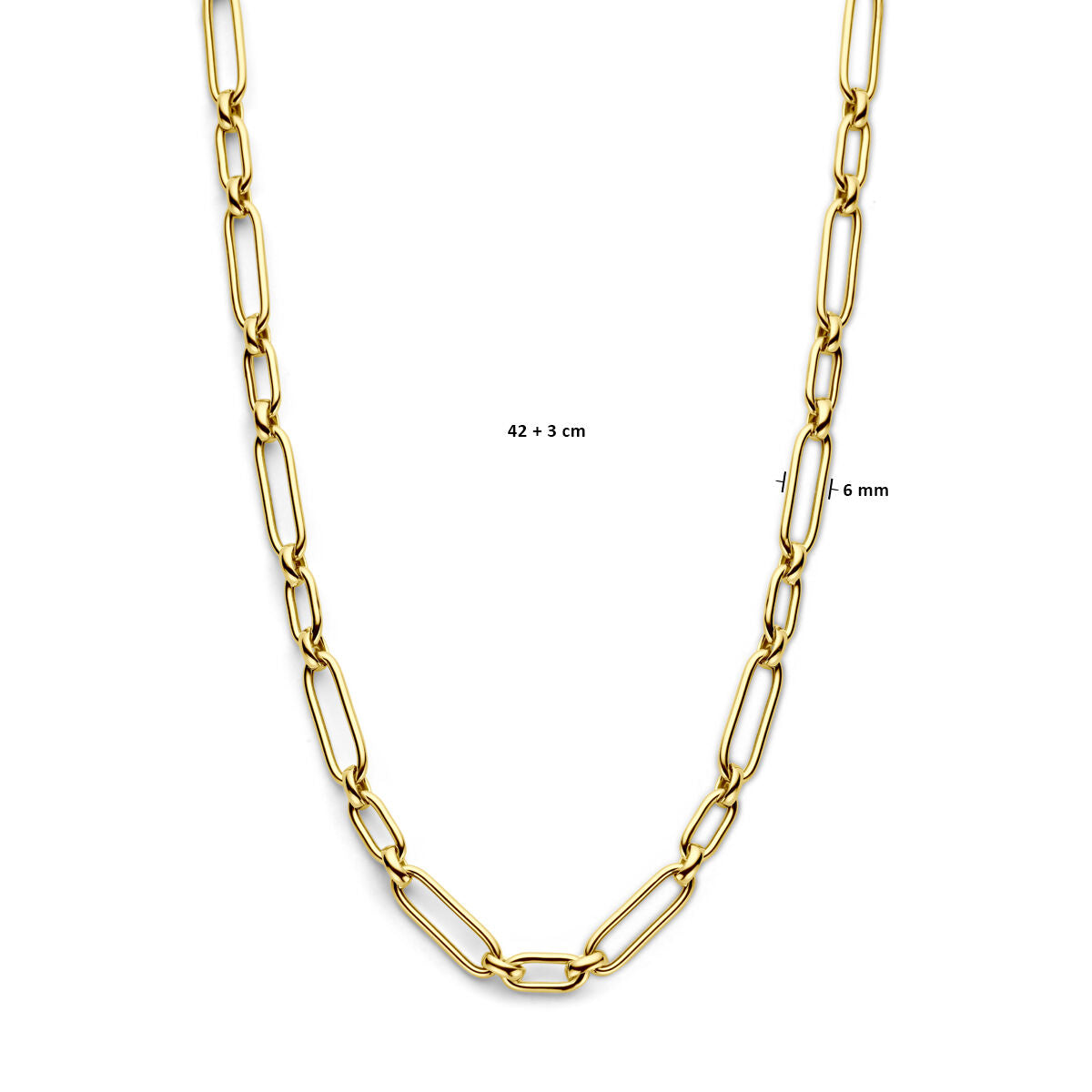 collana 6,0 mm 42 + 3 cm 3 micron argento placcato oro (giallo)
