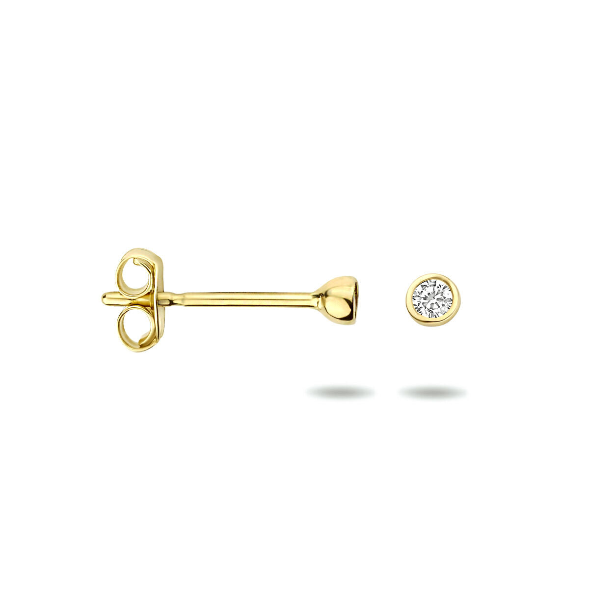 orecchini a bottone zirconia oro giallo 14K