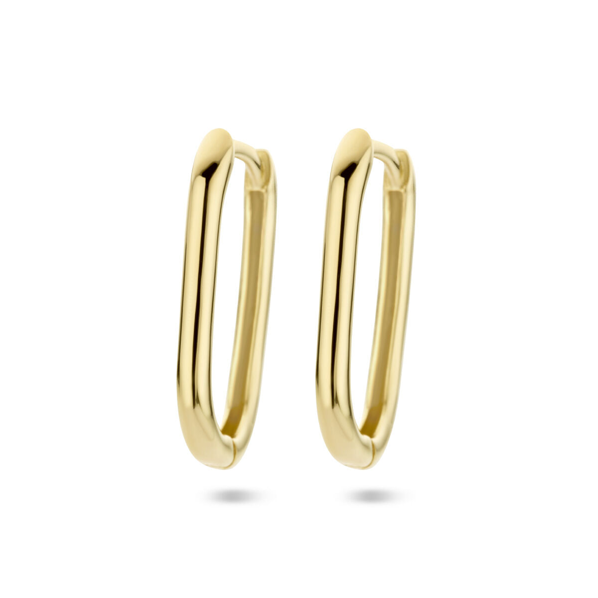 Orecchini alla creola in oro giallo 14K con forma a clip.