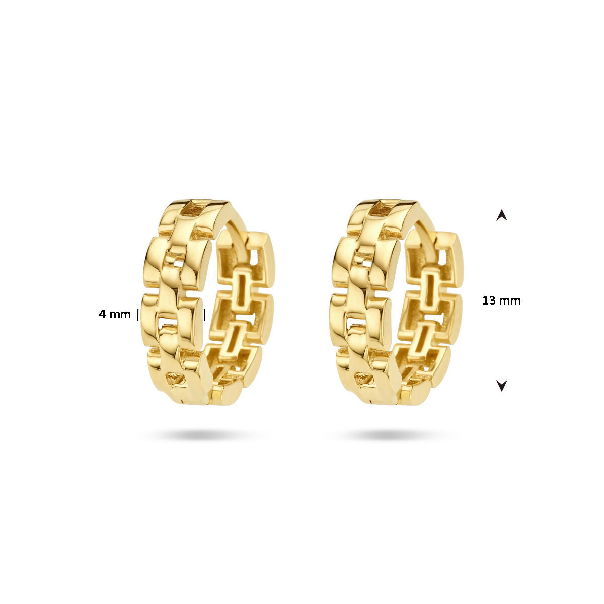orecchini a cerchio motivo a maglia oro giallo 14K