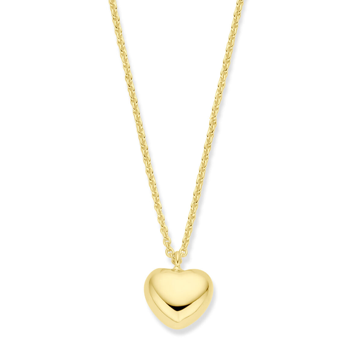 Collana con ciondolo a forma di cuore, in argento dorato giallo, lunghezza 40 + 5 cm.