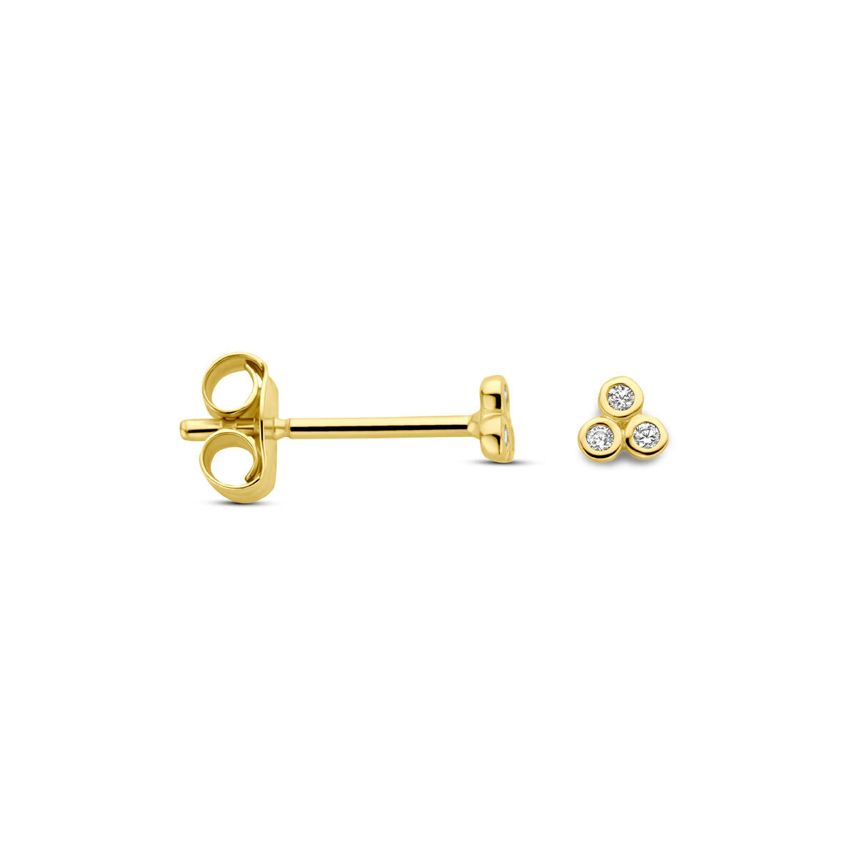 orecchini a bottone zircone 3 mm oro giallo 14K