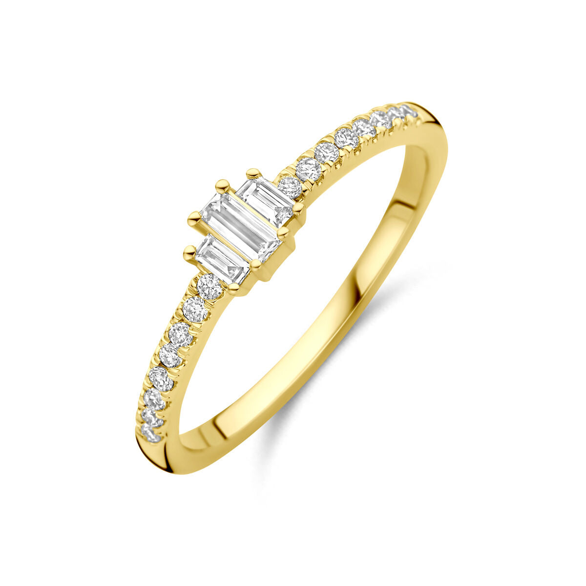 Anello in oro giallo 14K con diamante lab-grown di 0,21 ct e pietre brillanti.