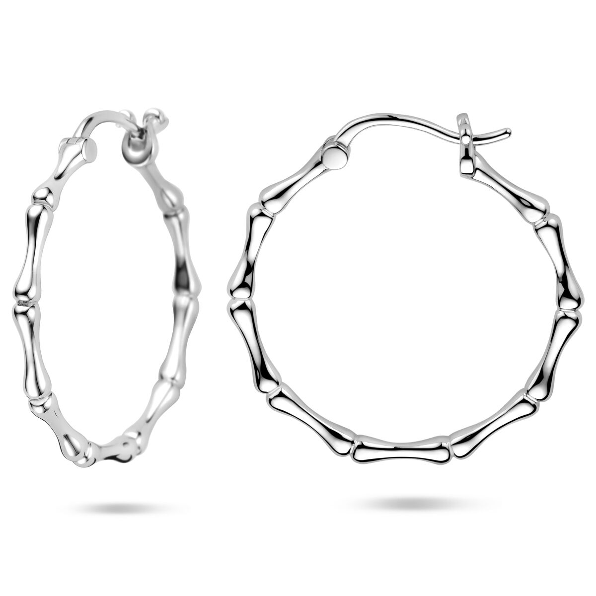 Orecchini a cerchio con chiusura a scatto in argento rodiato – argento 925