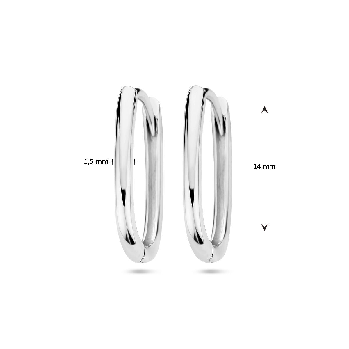 orecchini a cerchio con chiusura a scatto paperclip 14K oro bianco