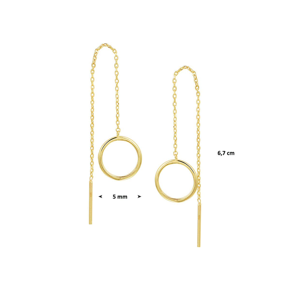 orecchini pull-through ad anello 14K oro giallo
