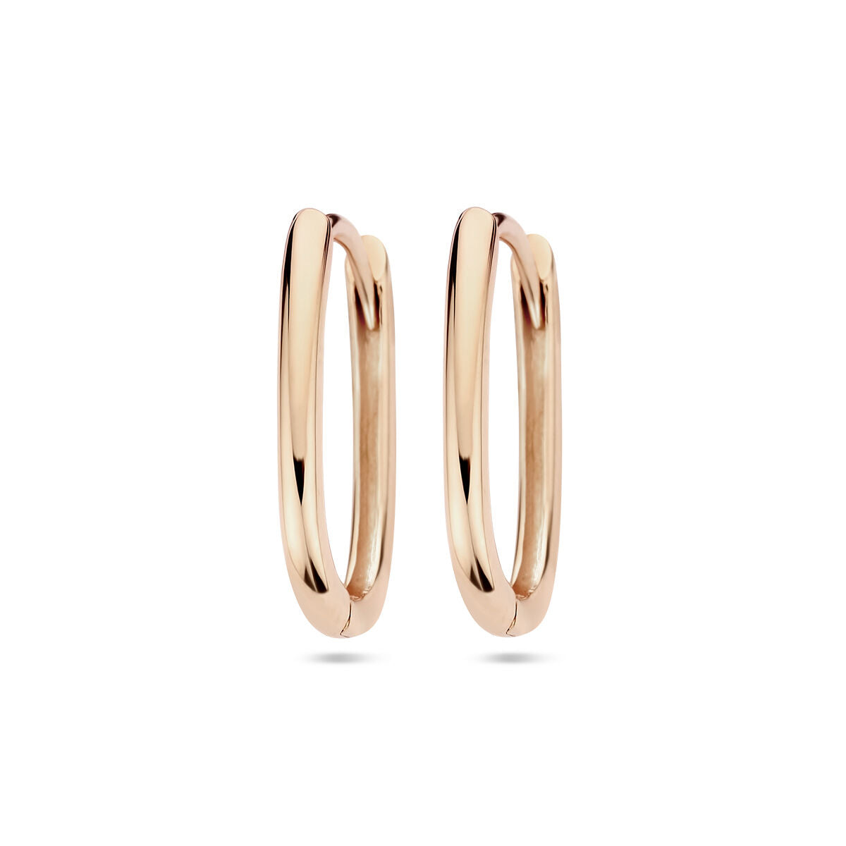 Orecchini alla creola in oro rosa 14K con forma a clip.