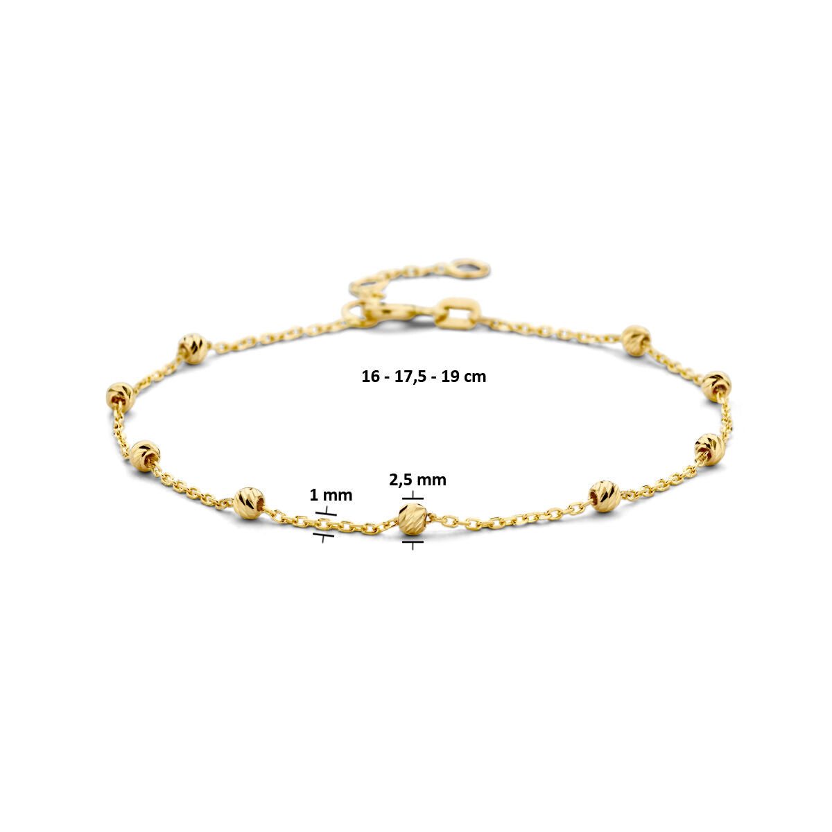 Bracciale in oro donna a sferette diamantate 14K