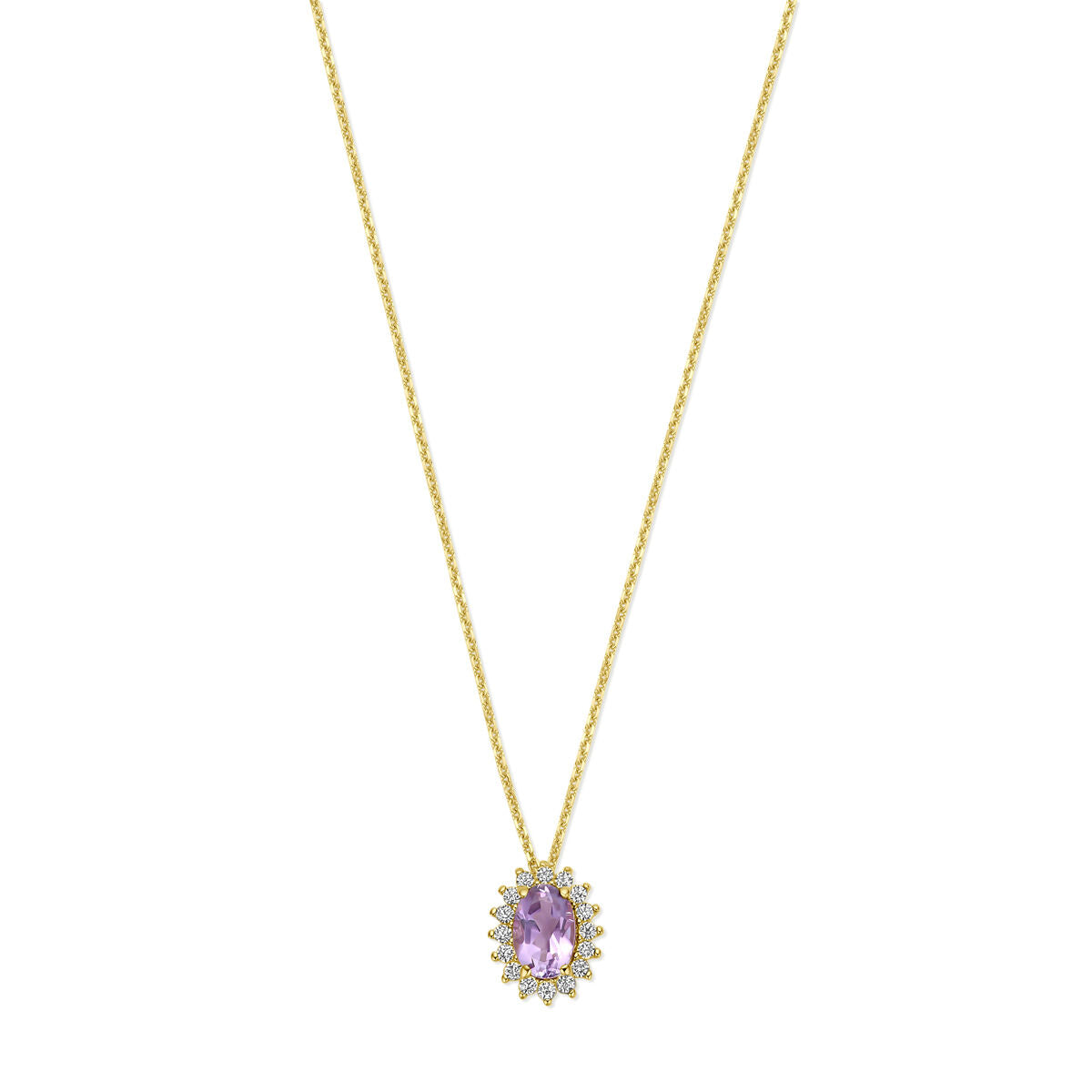 collier amethist en zirkonia 40 - 42 - 44 cm 14K geelgoud