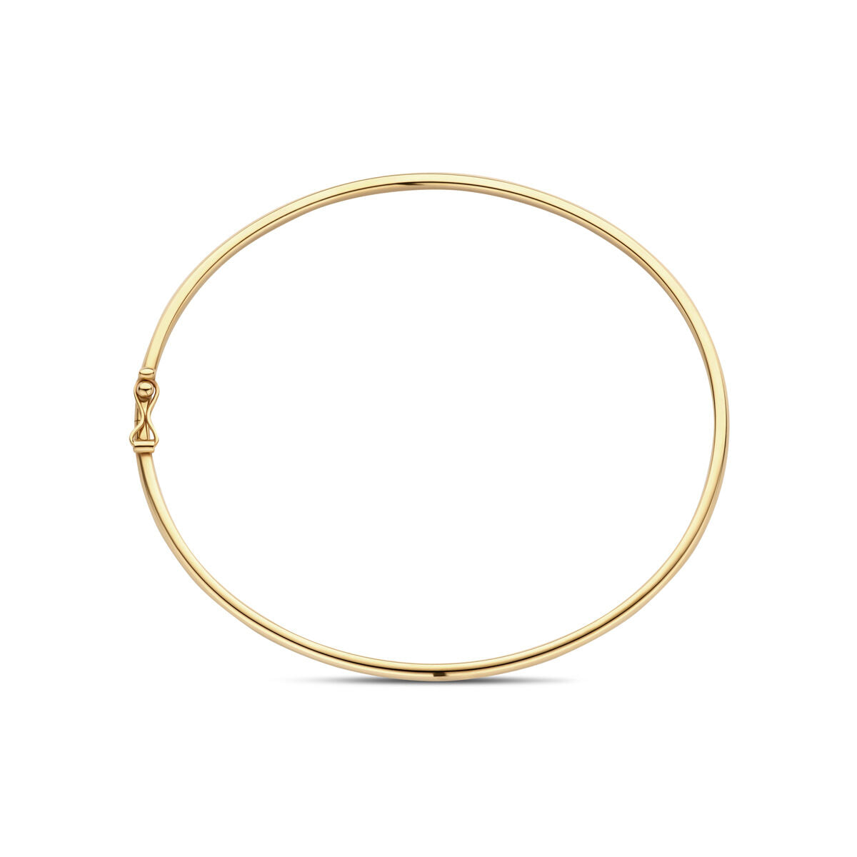 Bracciale in oro giallo 14K, forma rotonda, diametro 60 mm, spessore 2,4 mm.
