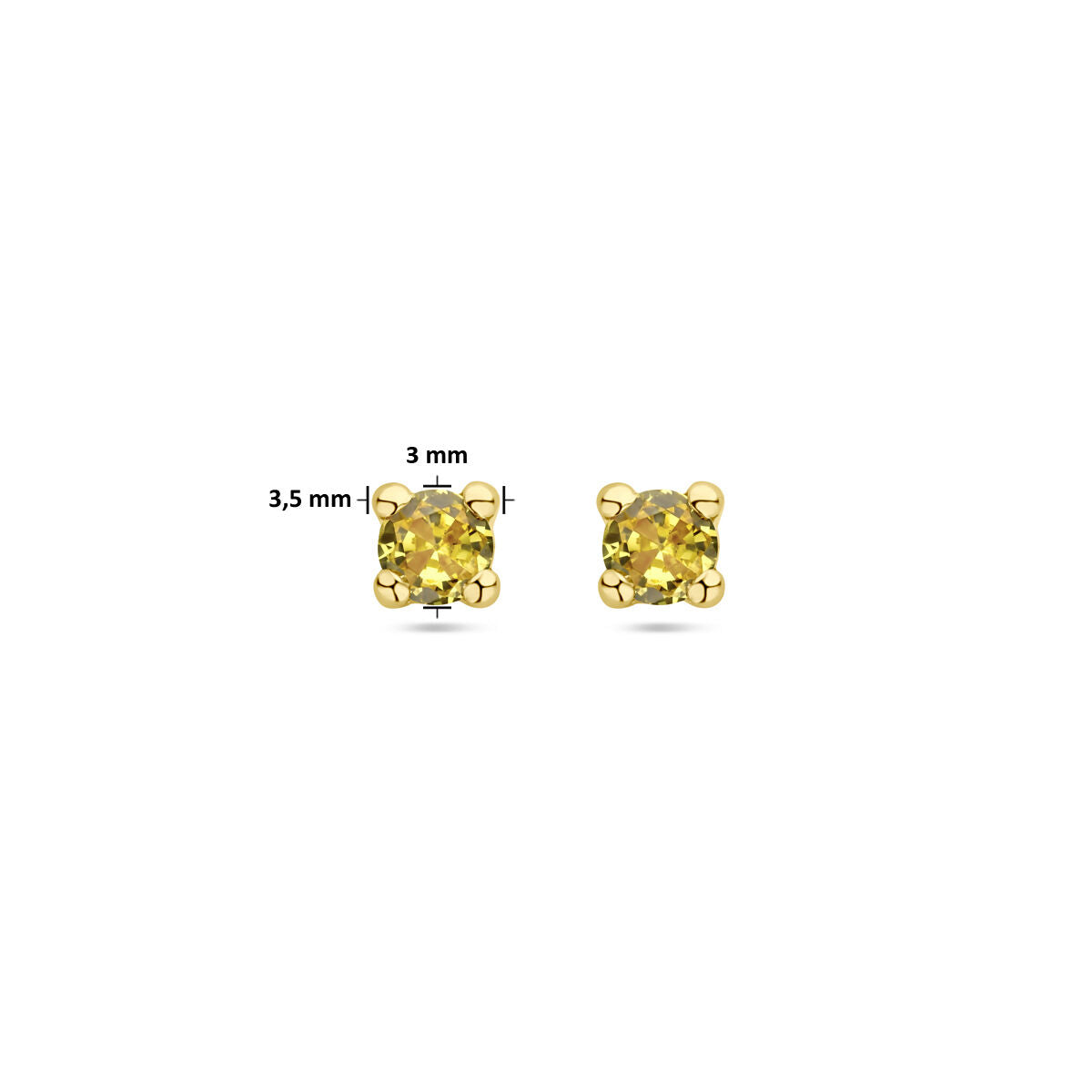 orecchini a bottone citrino sintetico 14K oro giallo