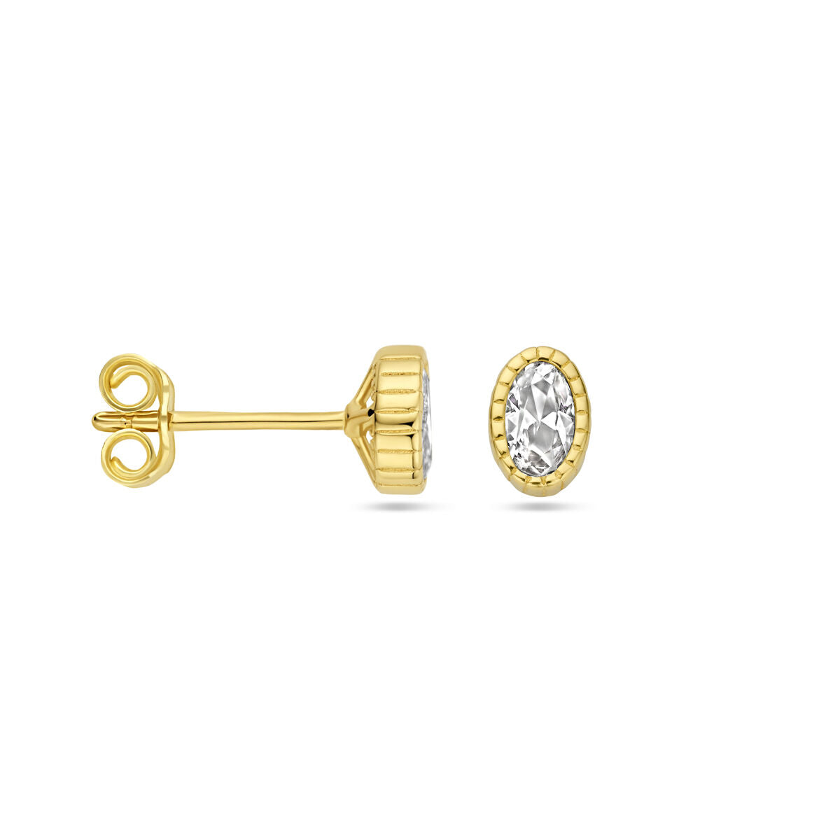 orecchini a bottone zircone oro giallo 14K