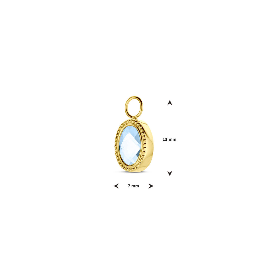 oorringhanger london blue topaas 14K geelgoud