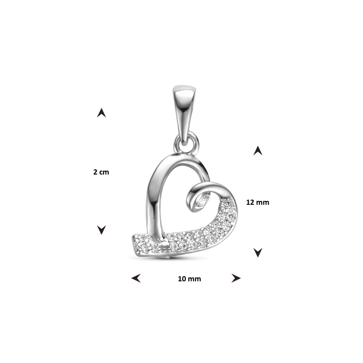 ciondolo cuore zirconi argento rodiato