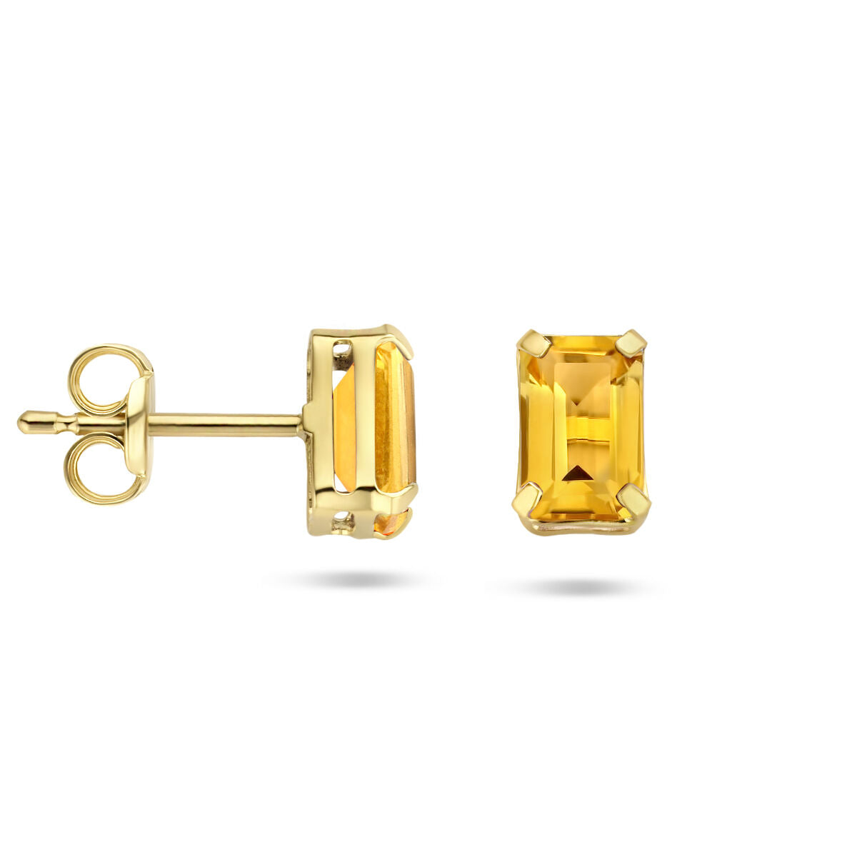Orecchini a bottone citrino 14K oro giallo