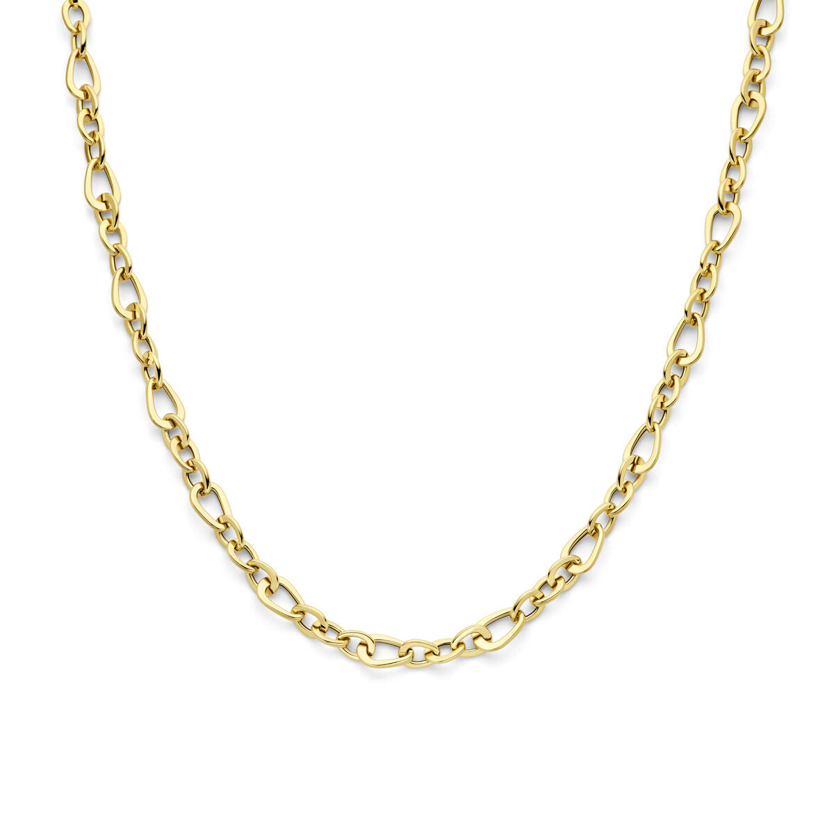 Collana in oro giallo 14K con maglie ovali, lunga 45 cm.
