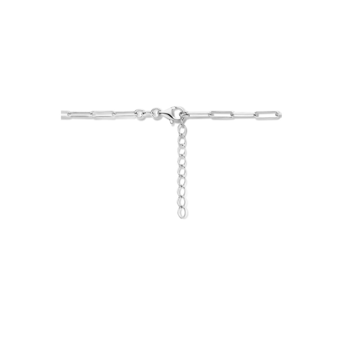 Collana in argento da donna paperclip a tubo quadrato rodiata