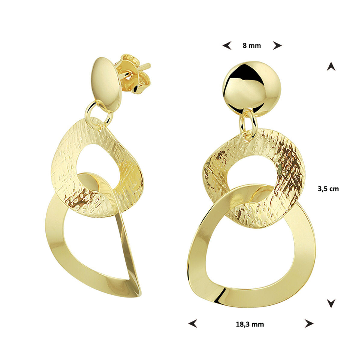 orecchini pendenti cerchietti 1 micron argento dorato (giallo)