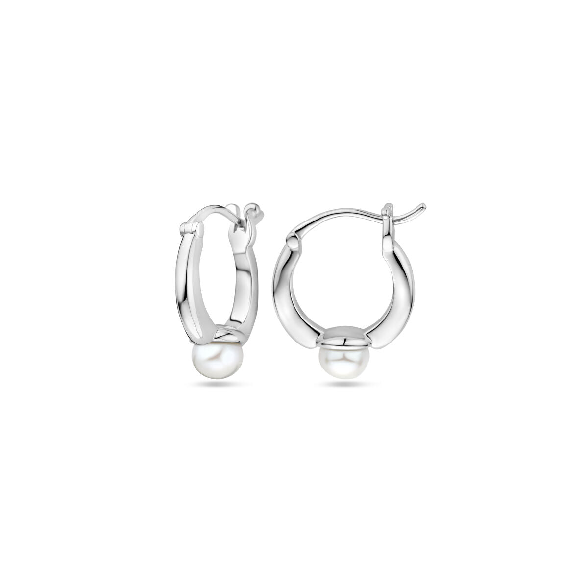 Orecchini a cerchio perla 20 mm argento rodiato